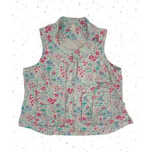 Duluth Trading Gardening Vest Gray Pink Green Heirloom Tools Utility Top Size 2X